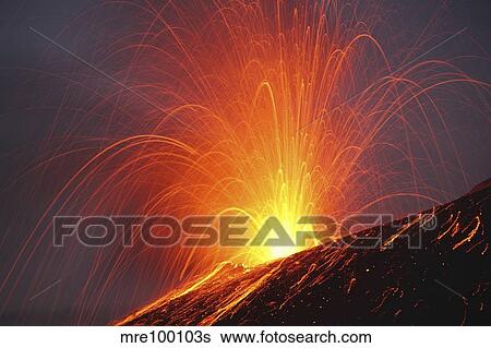 Stock Photograph - Krakatau eruption, Sunda Strait, Indonesia.. Fotosearch