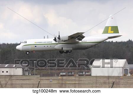 L-100 Hercules of Lynden Air Cargo landing at Ramstein Air Base. View Large Photo Image Picture - L-100 Hercules of Lynden Air Cargo landing at Ramstein Air Base.. Fotosearch