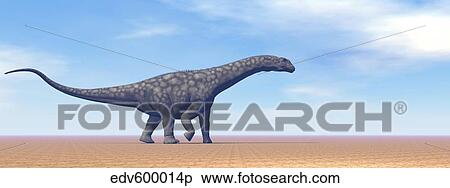 Stock Illustration - Large Argentinosaurus dinosaur walking in the desert.. Fotosearch