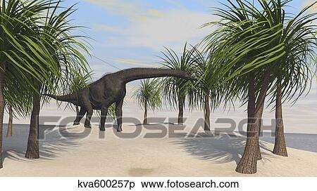 Stock Illustration - Large Brachiosaurus grazing on trees.. Fotosearch