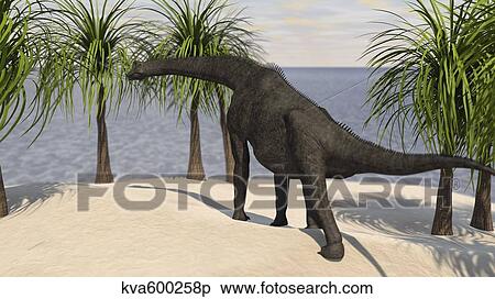 Large Brachiosaurus grazing on trees. View Large Illustration Stock Illustration - Large Brachiosaurus grazing on trees.. Fotosearch