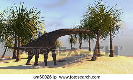 Stock Illustration - Large Brachiosaurus grazing.. Fotosearch