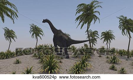 Large Brachiosaurus roaming a prehistoric environment. View Large Illustration Stock Illustration - Large Brachiosaurus roaming a prehistoric environment.. Fotosearch