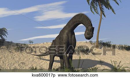 Stock Illustration - Large Brachiosaurus standing in water.. Fotosearch