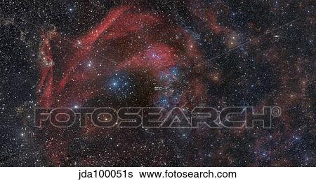 Stock Photograph - Large complex of dust and gas in the constellations Lacerta and Pegasus.. Fotosearch