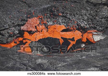 Stock Photograph - Lava breaking through crust of lava lake, Erta Ale volcano, Danakil Depression, Ethiopia.. Fotosearch