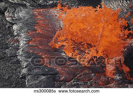 Stock Photograph - Lava bursting at edge of active lava lake, Erta Ale volcano, Danakil Depression, Ethiopia.. Fotosearch
