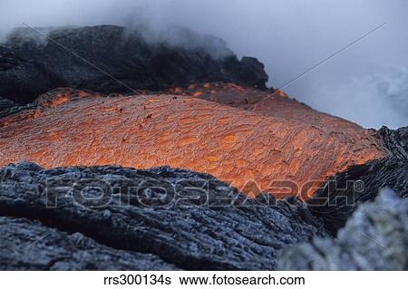 Lava flowing into sea, Kilauea volcano, Big Island, Hawaii. View Large Photo Image Stock Photograph - Lava flowing into sea, Kilauea volcano, Big Island, Hawaii.. Fotosearch