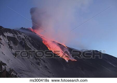 Lava flowing into Valle del Bove at Mount Etna Volcano, Italy. View Large Photo Image Stock Photograph - Lava flowing into Valle del Bove at Mount Etna Volcano, Italy.. Fotosearch