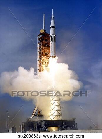 Liftoff of the Saturn IB launch vehicle. View Large Photo Image Stock Photograph - Liftoff of the Saturn IB launch vehicle.. Fotosearch