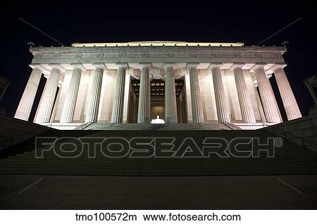 Lincoln Memorial lit up at night, Washington D. C., USA. View Large Photo Image Picture - Lincoln Memorial lit up at night, Washington D. C., USA.. Fotosearch