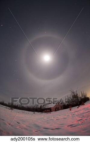 Lunar halo taken near Gleichen, Alberta, Canada. View Large Photo Image Stock Photograph - Lunar halo taken near Gleichen, Alberta, Canada.. Fotosearch