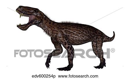 Stock Illustration - Lycaenops dinosaur roaring, white background.. Fotosearch