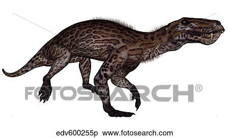 Stock Illustration - Lycaenops dinosaur walking, white background.. Fotosearch