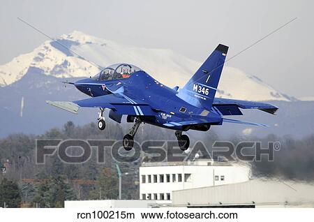 M-346 Master first prototype taking off from Venegono Airport, Italy. View Large Photo Image Picture - M-346 Master first prototype taking off from Venegono Airport, Italy.. Fotosearch