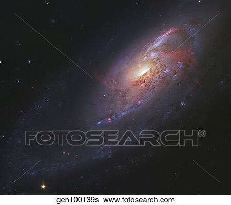 M106, spiral galaxy in Canes Venatici. View Large Photo Image Stock Photograph - M106, spiral galaxy in Canes Venatici.. Fotosearch