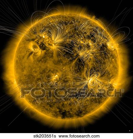 Magnetic field lines on the Sun. View Large Photo Image Stock Photograph - Magnetic field lines on the Sun.. Fotosearch
