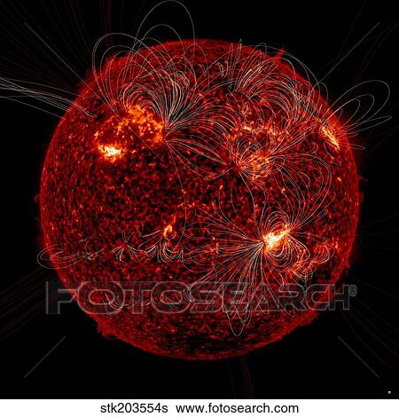 Magnetic field lines on the Sun. View Large Photo Image Stock Photograph - Magnetic field lines on the Sun.. Fotosearch