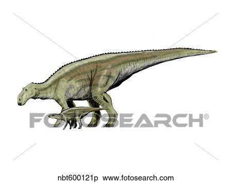 Maiasaura dinosaur and offspring. View Large Illustration Stock Illustration - Maiasaura dinosaur and offspring.. Fotosearch
