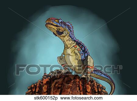 Stock Illustration - Majungasaurus, a theropod dinosaur from the Cretaceous Period.. Fotosearch