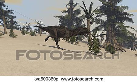 Stock Illustration - Majungasaurus in a prehistoric environment.. Fotosearch