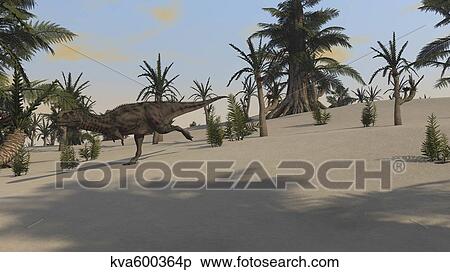 Stock Illustration - Majungasaurus in a prehistoric environment.. Fotosearch
