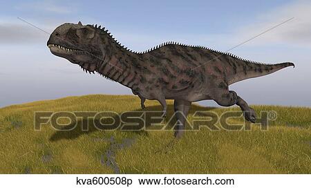 Majungasaurus running across a grassy field. View Large Illustration Stock Illustration - Majungasaurus running across a grassy field.. Fotosearch