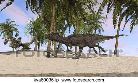 Majungasaurus running across a tropical landscape. View Large Illustration Stock Illustration - Majungasaurus running across a tropical landscape.. Fotosearch