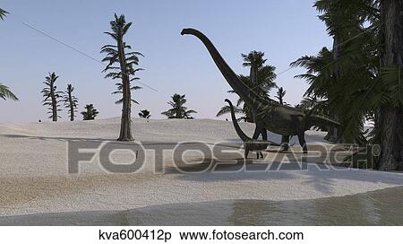 Mamenchisaurus and her offspring walking a prehistoric environment. View Large Illustration Stock Illustration - Mamenchisaurus and her offspring walking a prehistoric environment.. Fotosearch