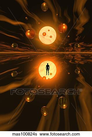 Stock Illustration - Mankinds ability to harness atomic power and the atom.. Fotosearch