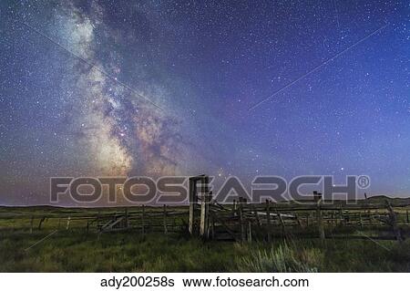 Mars, Saturn & Milky Way over ranch corral. View Large Photo Image Stock Photograph - Mars, Saturn & Milky Way over ranch corral.. Fotosearch