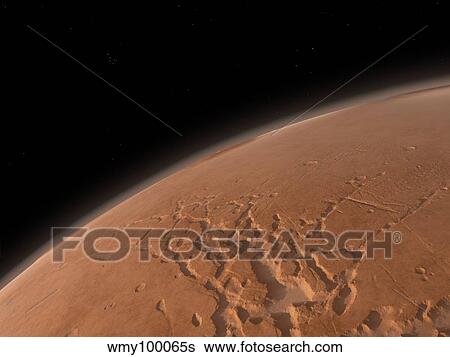 Stock Illustration - Mars' Valles Marineris is host to the largest canyons in the Solar System.. Fotosearch