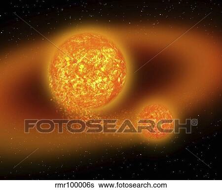 Stock Illustration - Material ejected by the Theia collision with primordial Earth.. Fotosearch