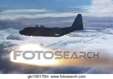 MC-130P Combat Shadow dropping flares. View Large Photo Image Picture - MC-130P Combat Shadow dropping flares.. Fotosearch
