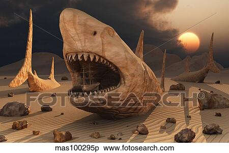 Megalodon desert. View Large Illustration Stock Illustration - Megalodon desert.. Fotosearch
