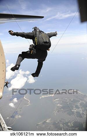 Member of the U. S. Army Golden Knights Parachute Team. View Large Photo Image Picture - Member of the U. S. Army Golden Knights Parachute Team.. Fotosearch