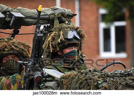 Members of a recce or scout team of the Belgian Army. View Large Photo Image Picture - Members of a recce or scout team of the Belgian Army.. Fotosearch