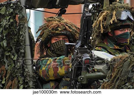 Members of a recce or scout team of the Belgian Army. View Large Photo Image Picture - Members of a recce or scout team of the Belgian Army.. Fotosearch