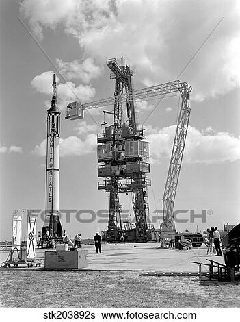 Mercury-Redstone 3 prelaunch activities on the Mercury 5 launch pad. View Large Photo Image Stock Photograph - Mercury-Redstone 3 prelaunch activities on the Mercury 5 launch pad.. Fotosearch