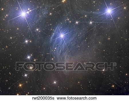 Messier 45, the Pleiades, an open star cluster in the Taurus constellation. View Large Photo Image Stock Photograph - Messier 45, the Pleiades, an open star cluster in the Taurus constellation.. Fotosearch