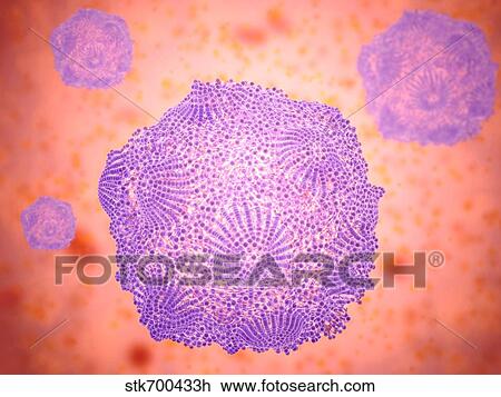 Drawing - Microscopic view of Canine Parvovirus.. Fotosearch