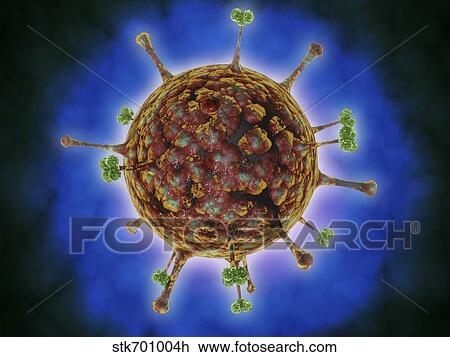 Microscopic view of Henipavirus. View Large Illustration Drawing - Microscopic view of Henipavirus.. Fotosearch
