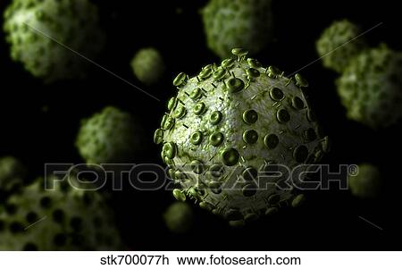 Drawing - Microscopic view of HIV virus.. Fotosearch