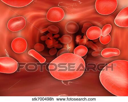 Microscopic view of red blood cells flowing inside lungs. View Large Illustration Drawing - Microscopic view of red blood cells flowing inside lungs.. Fotosearch