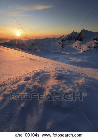Midnight Sun above Lilletinden Mountain, Nordland, Norway. View Large Photo Image Stock Photograph - Midnight Sun above Lilletinden Mountain, Nordland, Norway.. Fotosearch