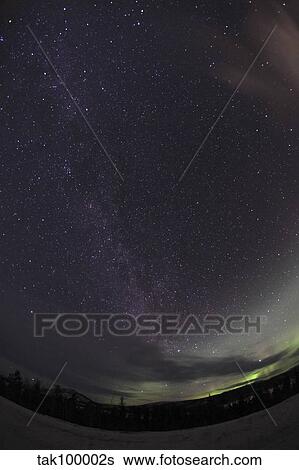Milky Way and Aurora. View Large Photo Image Stock Photograph - Milky Way and Aurora.. Fotosearch