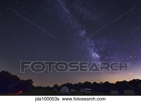 Milky Way and Perseid Meteor Shower, Oklahoma. View Large Photo Image Stock Photograph - Milky Way and Perseid Meteor Shower, Oklahoma.. Fotosearch