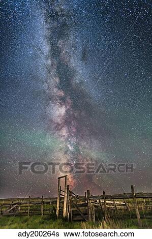 Milky Way over an old ranch corral. View Large Photo Image Stock Photograph - Milky Way over an old ranch corral.. Fotosearch