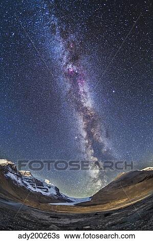 Milky Way over the Columbia Icefields in Jasper National Park, Canada. View Large Photo Image Stock Photograph - Milky Way over the Columbia Icefields in Jasper National Park, Canada.. Fotosearch