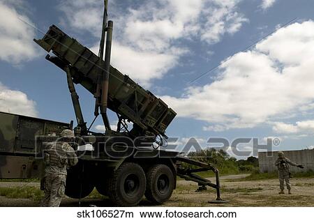 Picture - MIM-104 Patriot missile launcher, Kadena Air Base, Japan.. Fotosearch